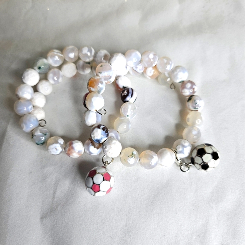 Soccer Charm Pearl Bracelets